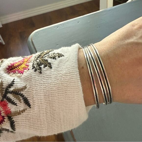 Sterling Silver 3 Bangle Bracelets - Picture 4 of 13